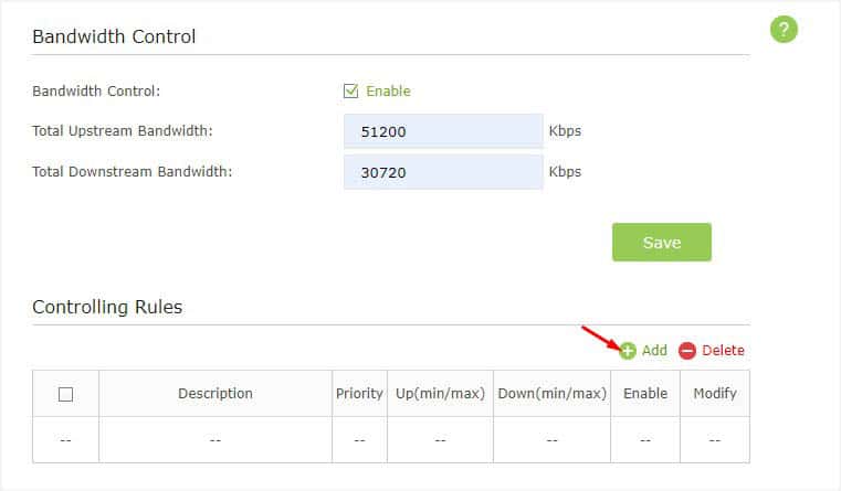 add button in controlling rules