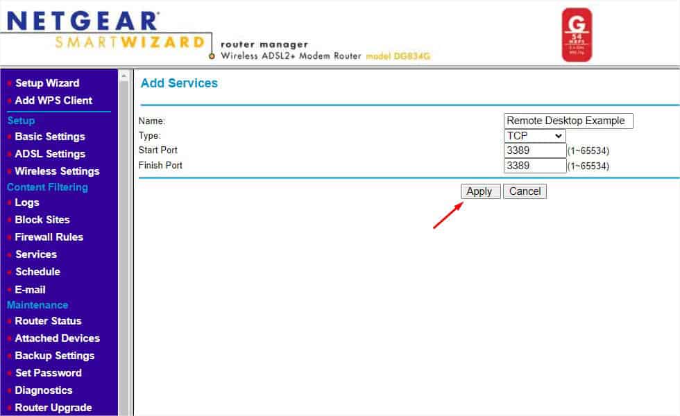 add services in netgear