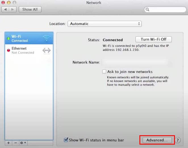 advanced option wifi