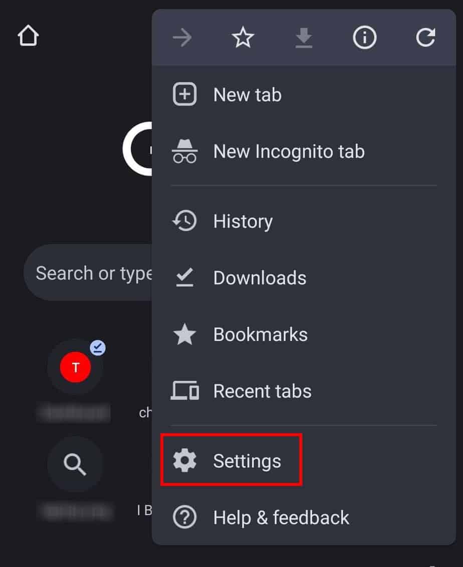 android chrome setings