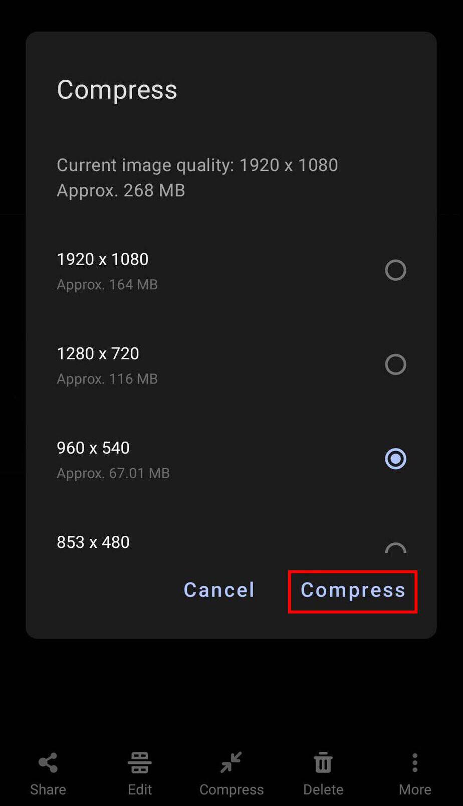 android compress a vid to a lower res