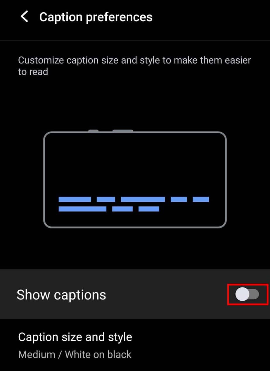 android show captions