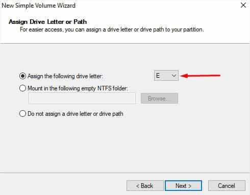 assign drive letter