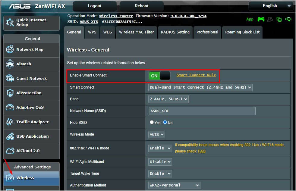 asus enable smart connect