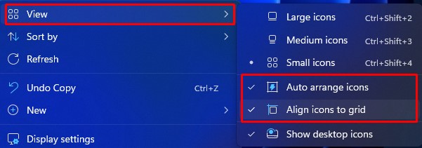 autorrange desktop icons lock desktop icons