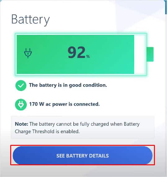 battery detail lenovo vantage