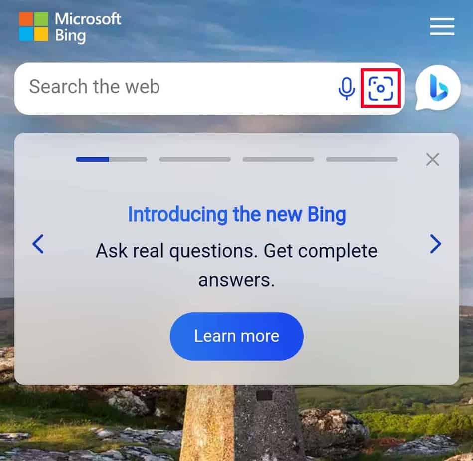 bing image search camera icon