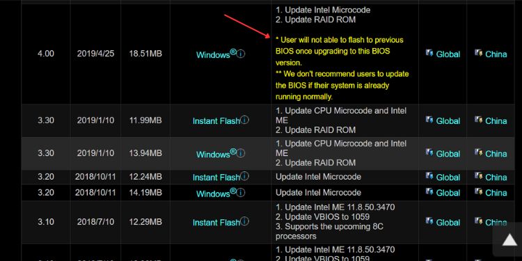 bios update warning description