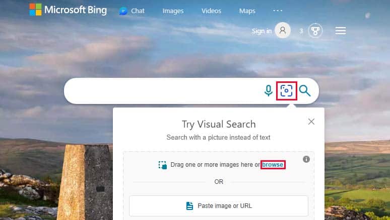 browse screenshot bing image search
