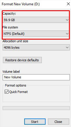 capacity and file system