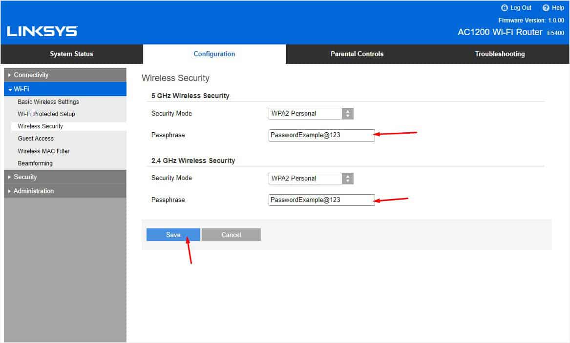 change password linksys