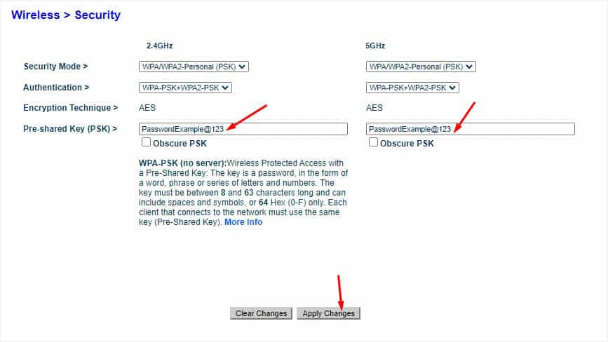 change preshared key psk belkin