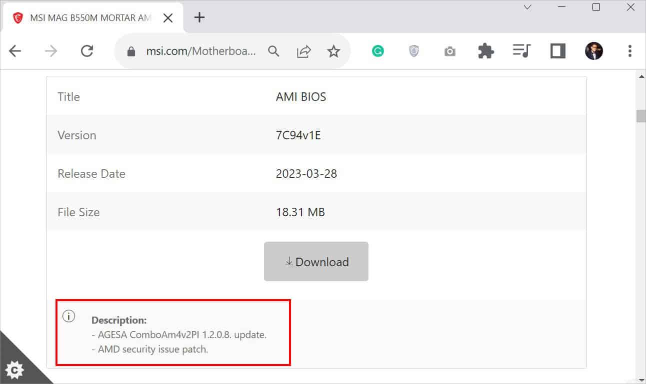 check bios update description