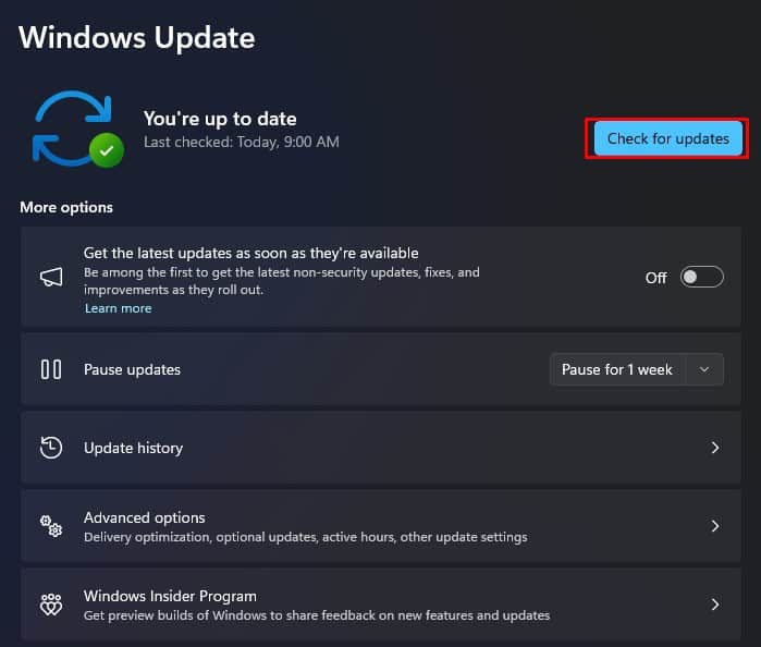 check for update antimalware service