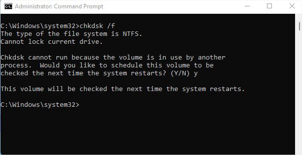 chkdsk f