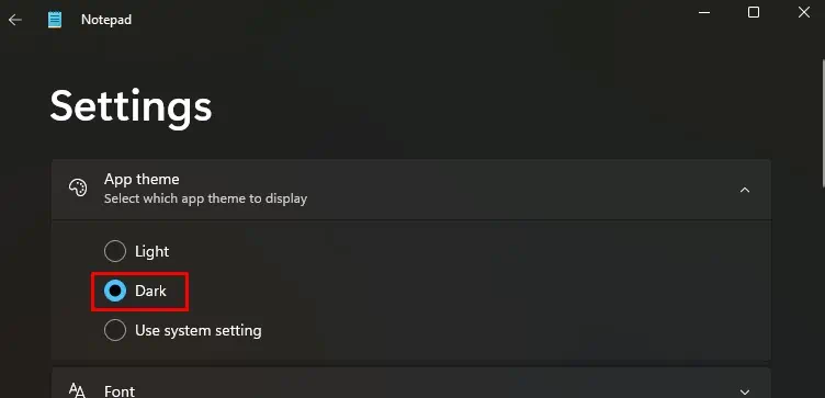 choose-dark-on-app-theme