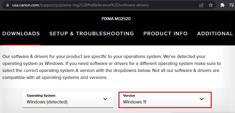 choose-windows-version-while-downloading-canon-driver