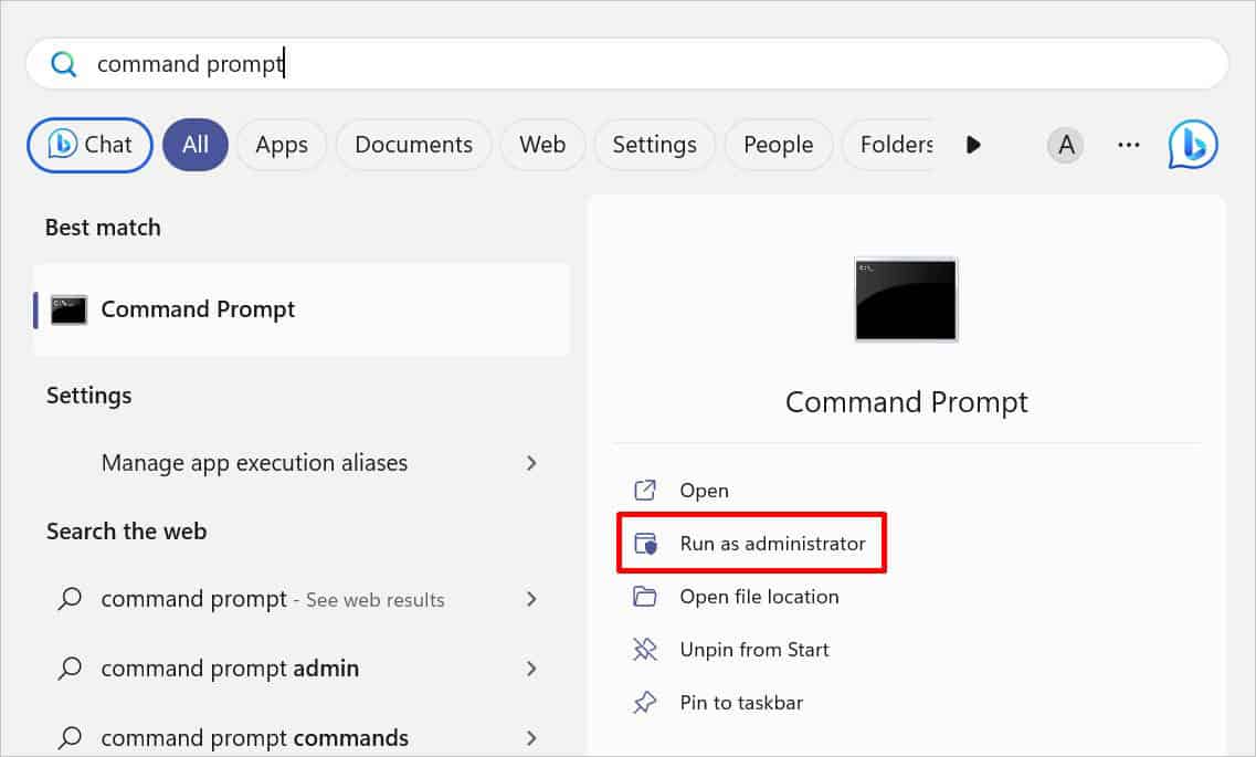 command prompt run as admin