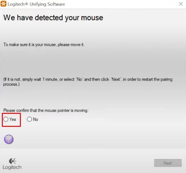 confirm yes logitech mouse not working