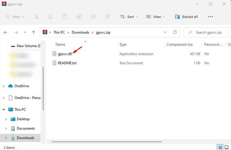copy the gpsvc dll file