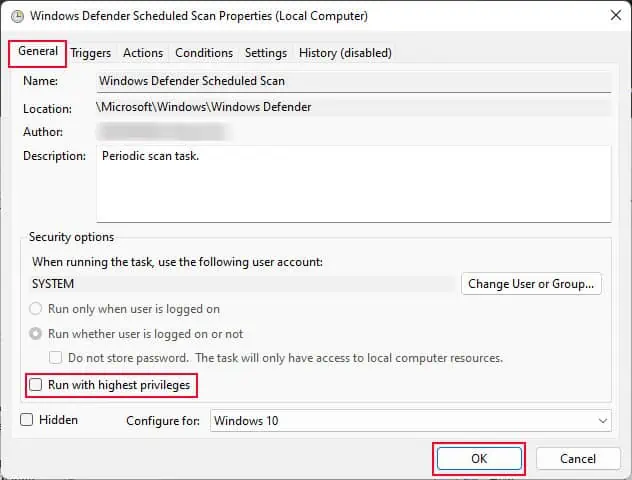 Fix: Antimalware Service Executable High Memory 18 disable-run-with-highest-previlage-scheduled-scan