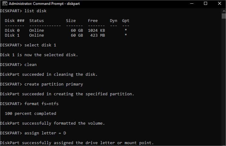 disk assign letter d