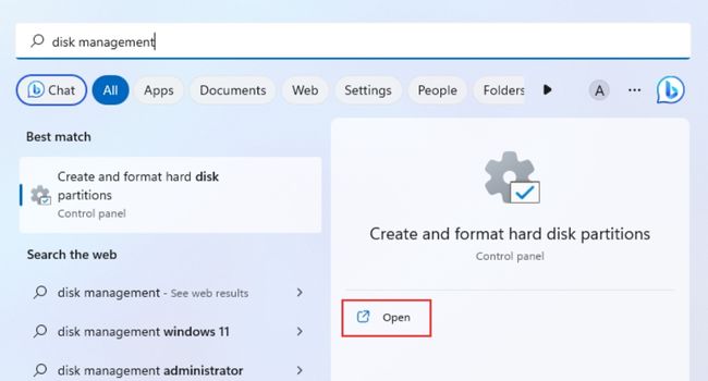 disk management start menu