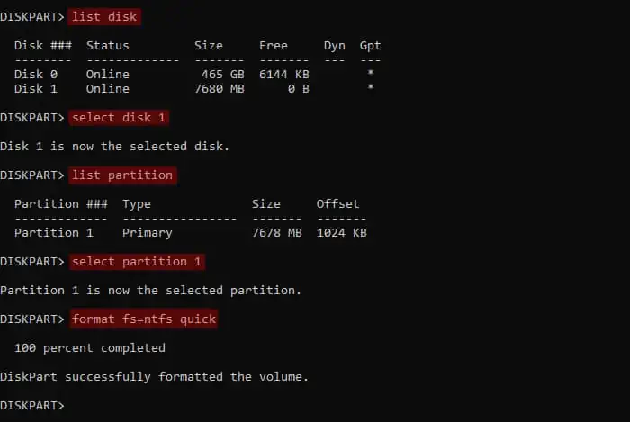 diskpart-format-usb-drive-volume-list-partition-ntfs-quick