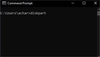 diskpart in command prompt