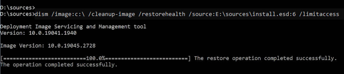 dism command offline problem resetting this pc