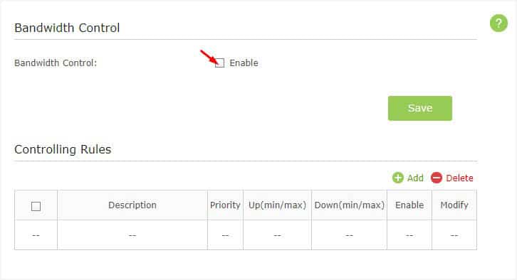 enable bandwidth control