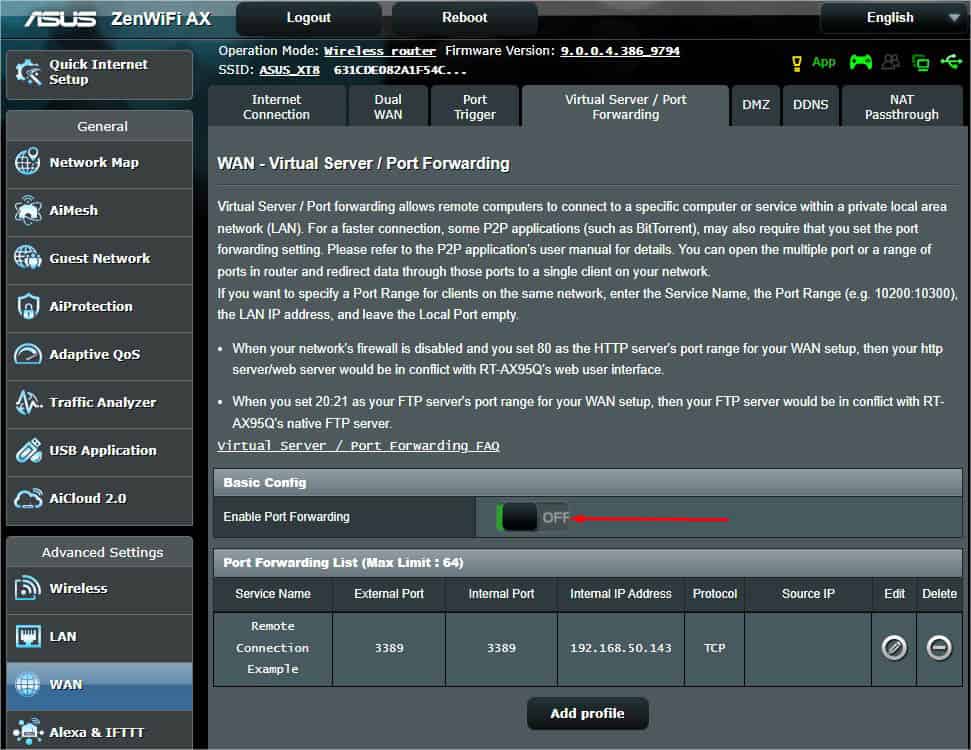 enable port forwarding in asus