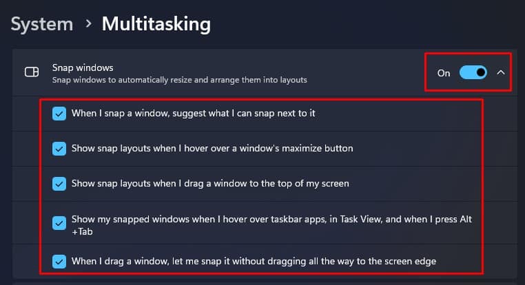 enable snap windows