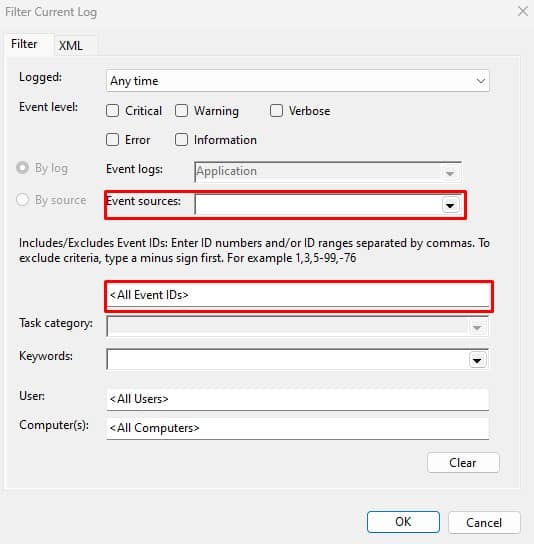 filter current logs