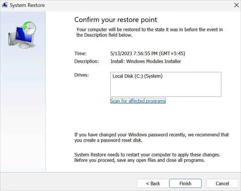 Fix: The RPC Server is Unavailable 50 finish-to-start-system-restore