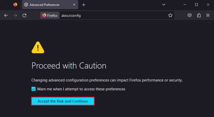 firefox accept the risk and continue