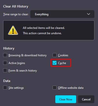 firefox clear cache