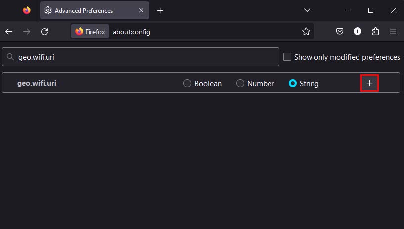 firefox geowifiuri string value plus icon