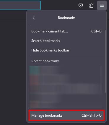 firefox manage bookmark