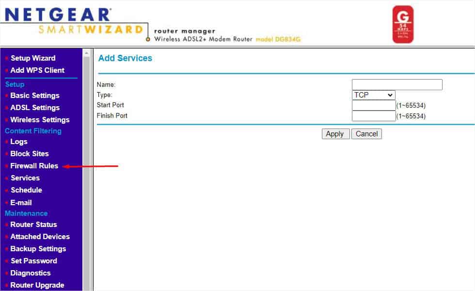 firewall rules in netgear
