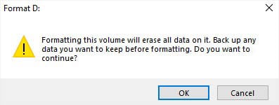 format drive prompt ok disk management