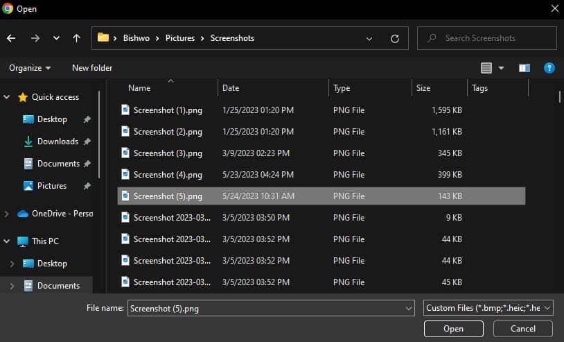 bing image search open screenshot