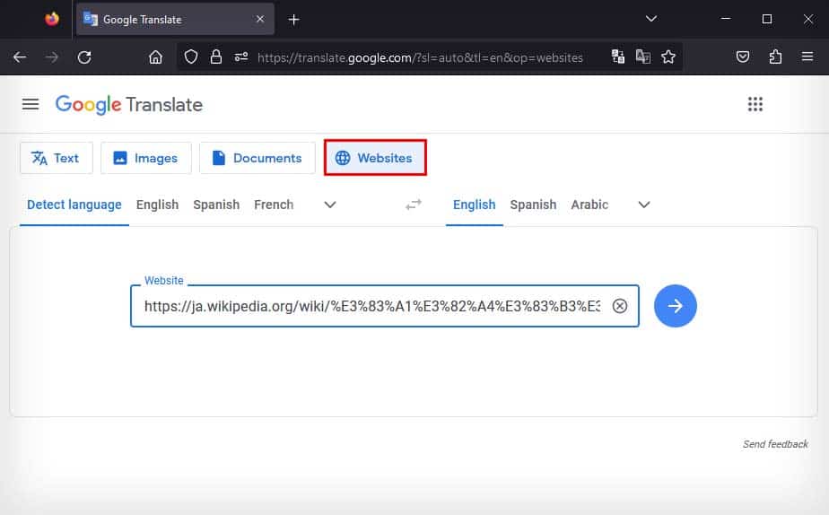 google translate website