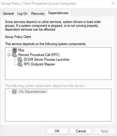 gpsvc dependencies