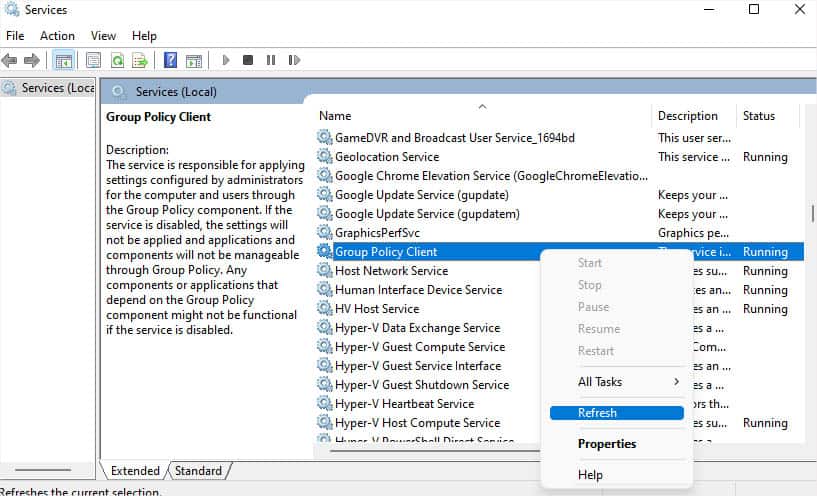 group policy client refresh