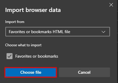 import bookmarks from html choose file edge