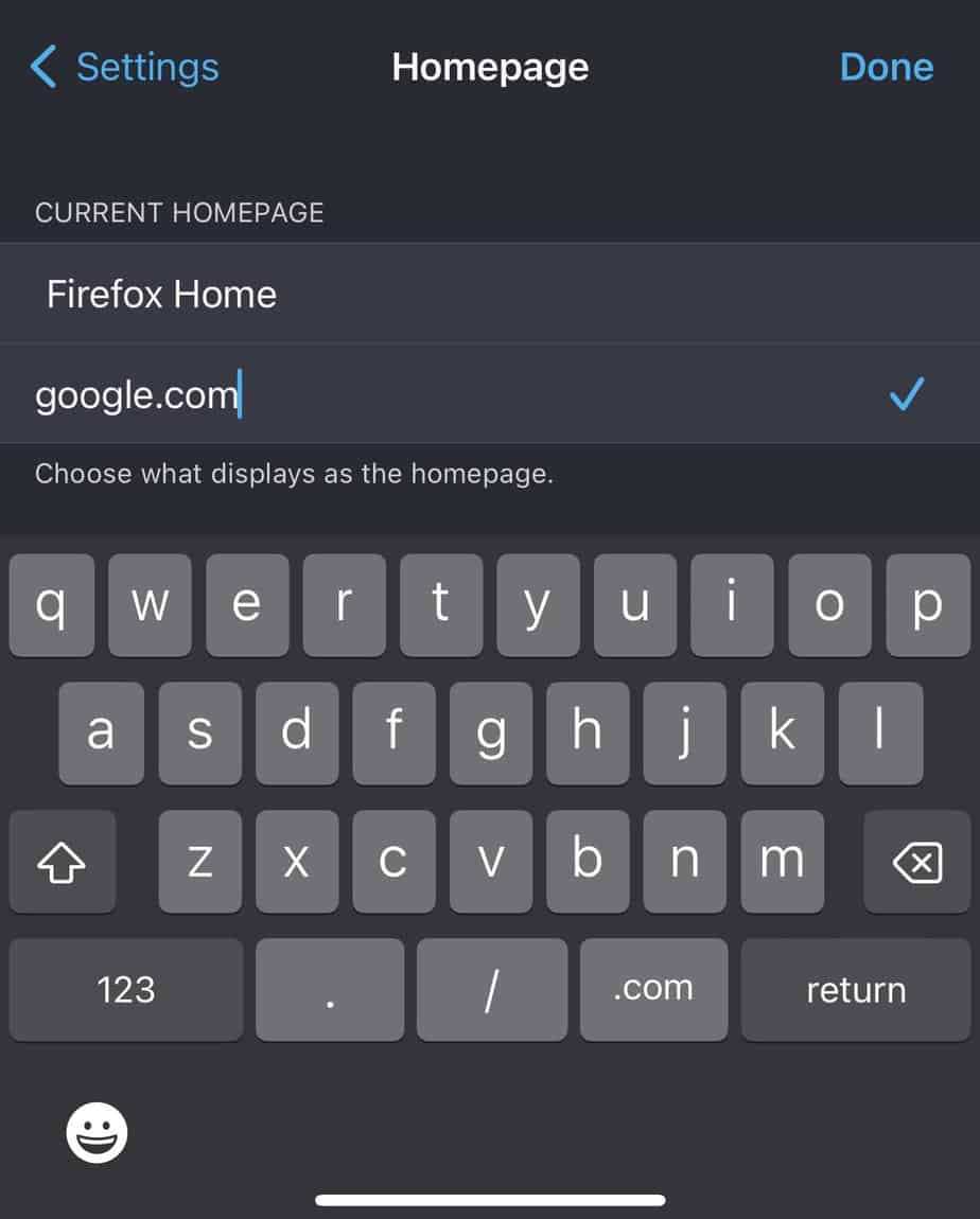 ios firefox set google as homepage