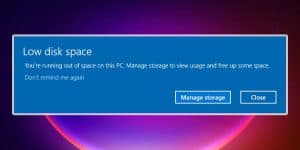 low disk space but nothing to delete