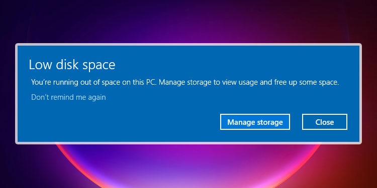 suddenly no more disk space