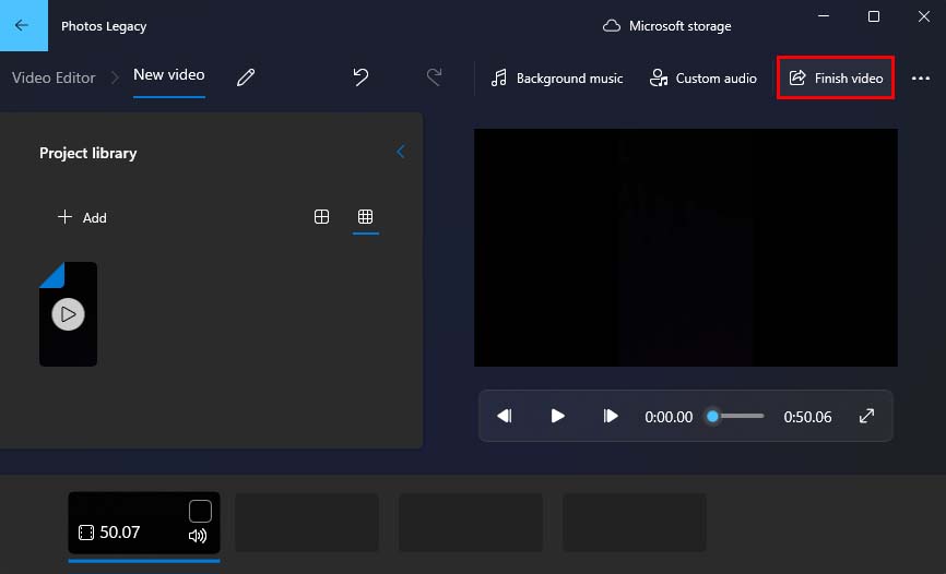 mcirosoft video editor finish video